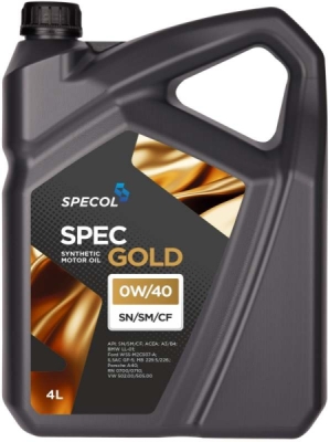 Motorolje SPECOL 0W40 4L SPEC GOLD SN/CF / A3/B4 / LL01 / WSS M2C 937A GF5 / 229.3 229.5 / A40 / RN0710 / 502.00 505.00