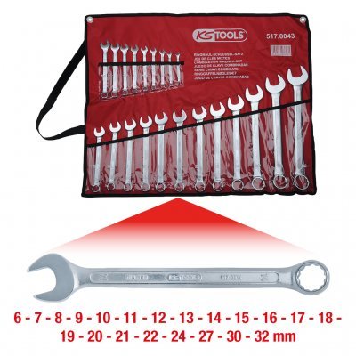 KS Tools Souprava plochých klíčů s očkem, zahnuté, 21ks 517.0043
