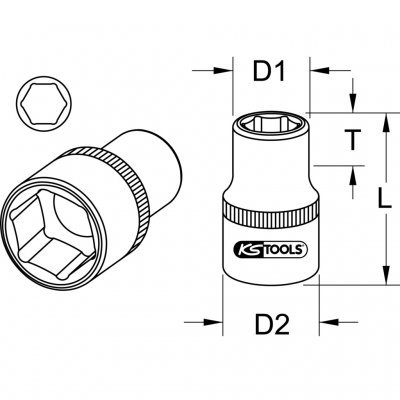 KS Tools Šestihranná nástrčná hlavice 15mm 917.1215