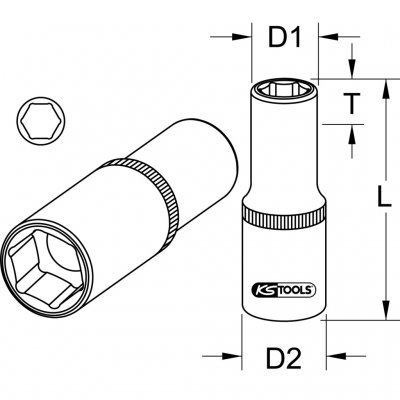 KS Tools Šestihranná nástrčná hlavice, dlouhá 21mm 917.1259