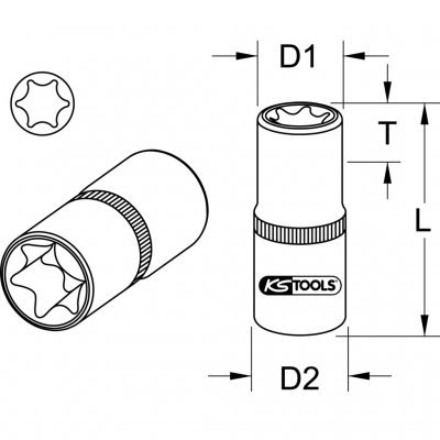 KS Tools Nástrčná hlavice Torx-E12 911.4320