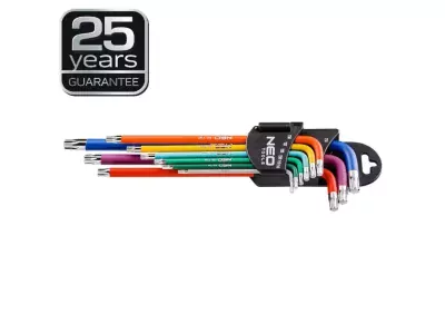 Neo Tools 09-518 Sada barevných torx klíčů T10-T50 | 9ks - NEO | S2 ocel