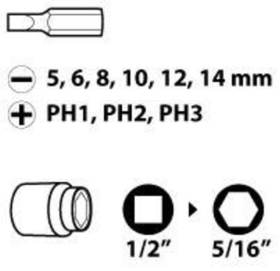 Neo Tools 04-250 Sada rázového šroubováku 1/2" 11Ks