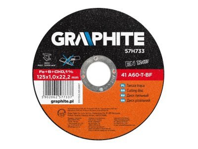 Graphite Řezný kotouč 125 x 1,0 x 22.2 mm, 41 A60-T-BF, INOX 57H733