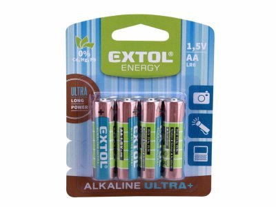 Extol 42011 Baterie alkalické, 4ks, 1,5V AA (LR6)