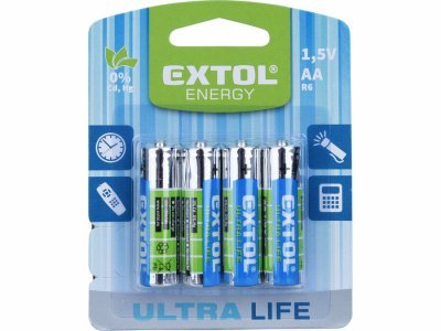 Extol 42001 Baterie zink-chloridové, 4ks, 1,5V AA (R6)