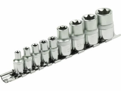 Extol 8818114 Hlavice nástrčné vnitřní TORX , sada 9ks, 1/4",1/2", CrV