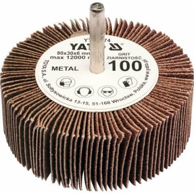 Yato Kotouč lamelový radiální 80x30 P-150 s hřídelí 6 mm YT-83376