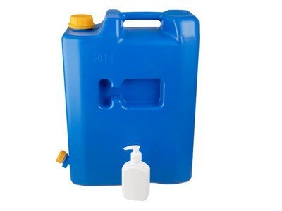 Carmotion 86946 Kanystr na vodu 20L s plastovým ventilem + dávkovač mýdla nebo dezinfekce
