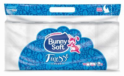 Bunny Soft Toaletní papír, třívrstvý, 200 listů, 10 ks, soft finesse plus