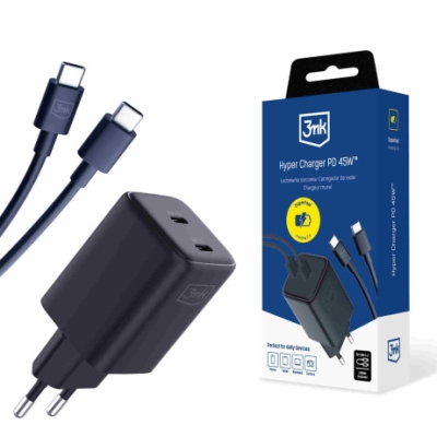 3MK Nabíječka Hyper Charger PD 45W+USB Cable C to C Black