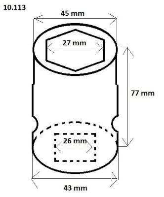 Ferdus 10.113 Nástrčná hlavice 1" 27 mm v. 77 mm
