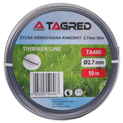 Žací struna čtvercová do křovinořezu, 2,7 mm x 50 m, Tagred TA480