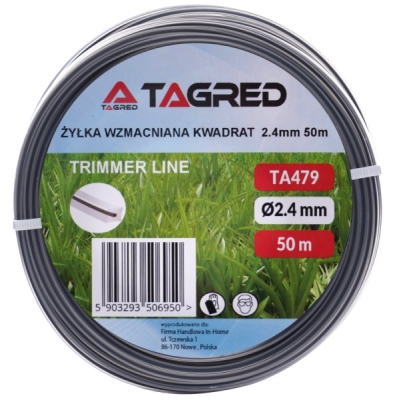 żyłka wzmacniana 2.4mm 50m kwadrat do kos i podkaszarek