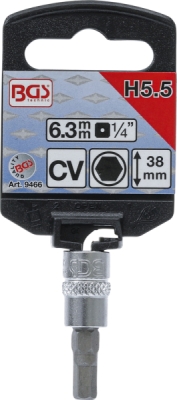 BGS 9466, Nástrčná hlavice | 6,3 mm (1/4") | vnitřní šestihran 5,5 mm