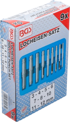 BGS 565, Sada děrovačů | 3 - 12 mm | 9dílná