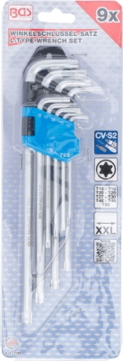 BGS 793, Sada zahnutých klíčů | velmi dlouhé | T-profil (pro Torx) T10 - T50 | 9dílná
