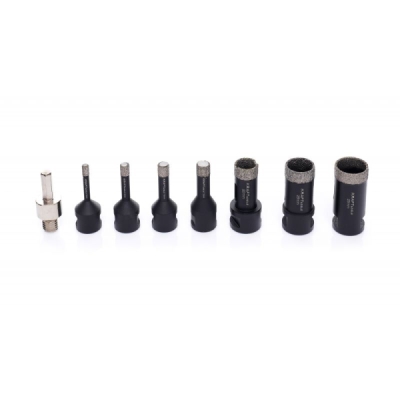 Kraft&Dele KD11227 | Diamantové jádrové frézy 6–68 mm pro bezpříklepové vrtání za mokra do keramiky, kameniny a kamene, adaptér M14 - 3/8 HEX