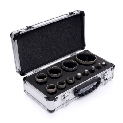 Kraft&Dele KD11227 | Diamantové jádrové frézy 6–68 mm pro bezpříklepové vrtání za mokra do keramiky, kameniny a kamene, adaptér M14 - 3/8 HEX