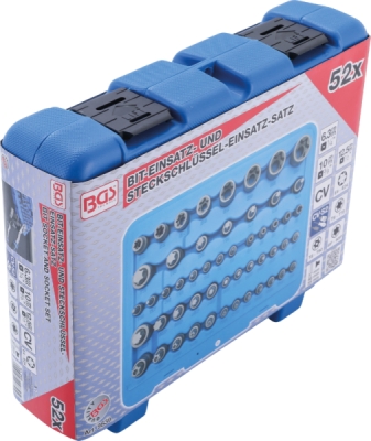 BGS 9839, Sada nástrčných hlavic na klíče a bity | E-profil / T-profil (pro Torx) / T-profil (pro Torx) s otvorem / TP-profil (pro Torx Plus) | 52dílná