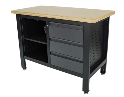 Matabro MB-TSK5403-L, Pracovní dílenský stůl | 3 zásuvky | 1 police | 1200 x 600 x 860 - 900 mm