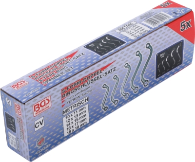 BGS 1216, Sada oboustranných očkových klíčů | S forma | 10 x 11 - 18 x 19 mm | 5dílná