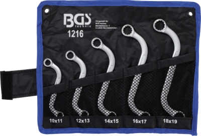 BGS 1216, Sada oboustranných očkových klíčů | S forma | 10 x 11 - 18 x 19 mm | 5dílná