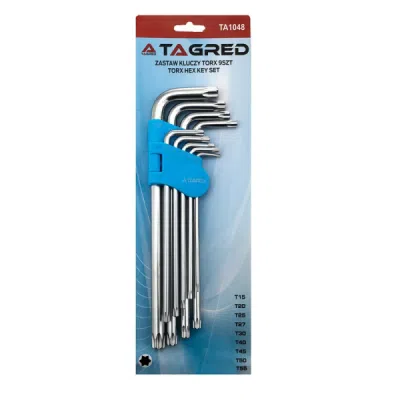 Imbusové klíče TORX s otvory, T15-T55, sada 9 ks, TA1048
