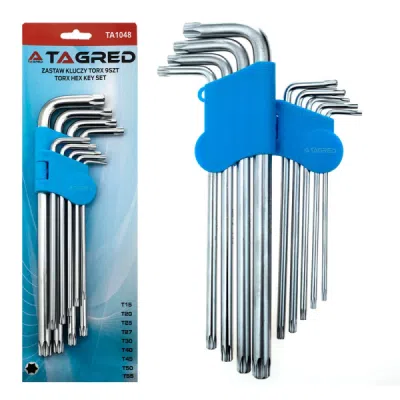 Imbusové klíče TORX s otvory, T15-T55, sada 9 ks, TA1048