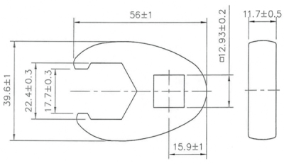 BGS 1757-22, Plochý otevřený klíč | 12,5 mm (1/2") | 22 mm