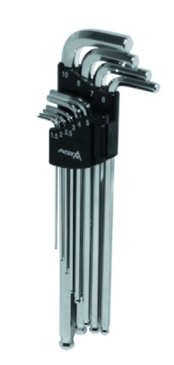 ASTA A-709BP3 Sada dlouhých imbusových klíčů s kuličkou 1,5–10 mm
