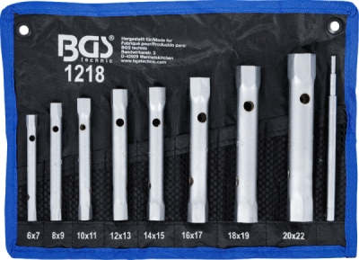 BGS 1218, Sada trubkových klíčů | 6 x 7 - 20 x 22 mm | 9dílná