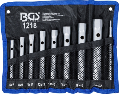 BGS 1218, Sada trubkových klíčů | 6 x 7 - 20 x 22 mm | 9dílná