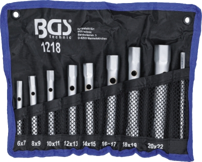 BGS 1218, Sada trubkových klíčů | 6 x 7 - 20 x 22 mm | 9dílná