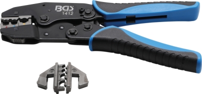 BGS 1412, Krimpovací kleště s funkcí ráčny | výměnné lisovací profilové vložky