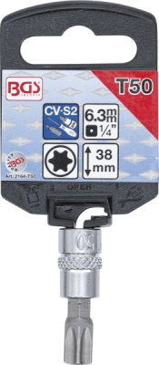BGS 2164-T50, Nástrčná hlavice | 6,3 mm (1/4") | T-profil (pro Torx) T50