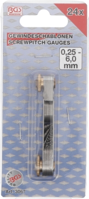 BGS 3067, Závitové měrky | 24 plátků | metrické 0,25 - 6,00 mm