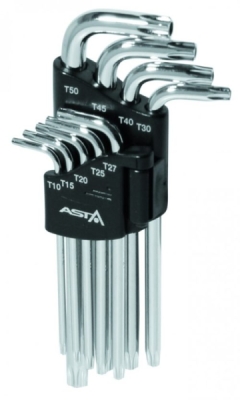 ASTA A-712TF2, Sada středních TORX klíčů s otvorem T10 - T50 | ocel CrV, plastový nosič