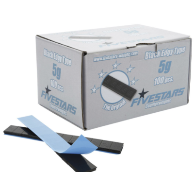 FIVESTARS EGDY 12x5g, Černá závaží na hliníkové ráfky 12x5g, 100ks, 01-02-45