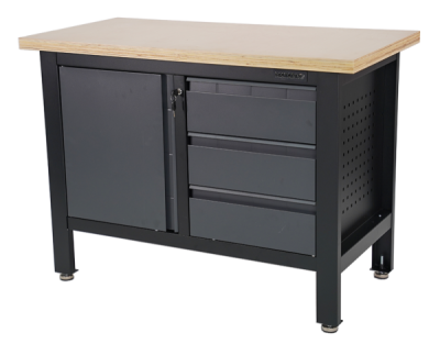 Matabro MB-TSK5413-L, Pracovní dílenský stůl | 3 zásuvky | 1 skříňka | 1200 x 600 x 860 - 900 mm