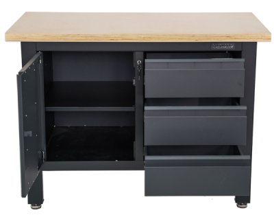 Matabro MB-TSK5413-L, Pracovní dílenský stůl | 3 zásuvky | 1 skříňka | 1200 x 600 x 860 - 900 mm