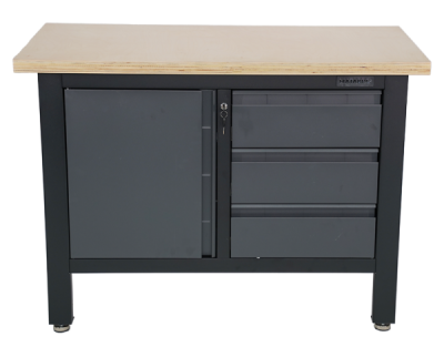 Matabro MB-TSK5413-L, Pracovní dílenský stůl | 3 zásuvky | 1 skříňka | 1200 x 600 x 860 - 900 mm