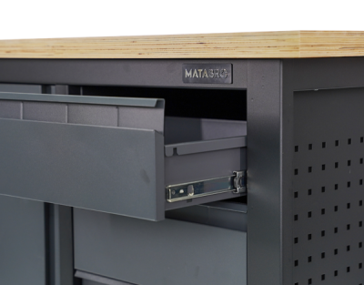Matabro MB-TSK5413-L, Pracovní dílenský stůl | 3 zásuvky | 1 skříňka | 1200 x 600 x 860 - 900 mm