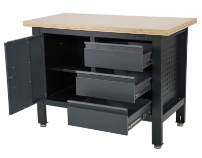 Matabro MB-TSK5413-L, Pracovní dílenský stůl | 3 zásuvky | 1 skříňka | 1200 x 600 x 860 - 900 mm