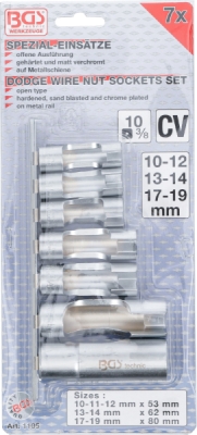 BGS 1105, Sada speciálních nástrčných hlavic, drážkované | 10 mm (3/8") | 10 - 19 mm | 7dílná
