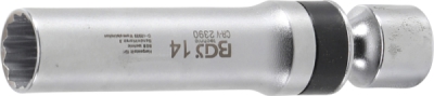 BGS 2390, Kloubová nástrčná hlavice na zapalovací svíčky, dvanáctihranná s přídržnou pružinou | vnitřní čtyřhran 10 mm (3/8") | 14 mm