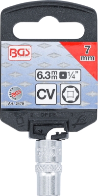 BGS 2479, Nástrčná hlavice šestihranná | 6,3 mm (1/4") | 7 mm