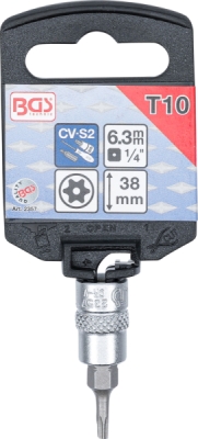 BGS 2357, Nástrčná hlavice | 6,3 mm (1/4") | T-profil (pro Torx) s otvorem T10