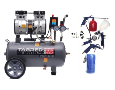AKČNÍ SET SETTA3383M, Bezolejový kompresor 24l, 230V, 2 písty, 1100W + příslušenství