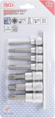 BGS 5185, Sada nástrčných hlavic | 10 mm (3/8") / 12,5 mm (1/2") | drážka (pro RIBE) M6 - M14 | 7dílná